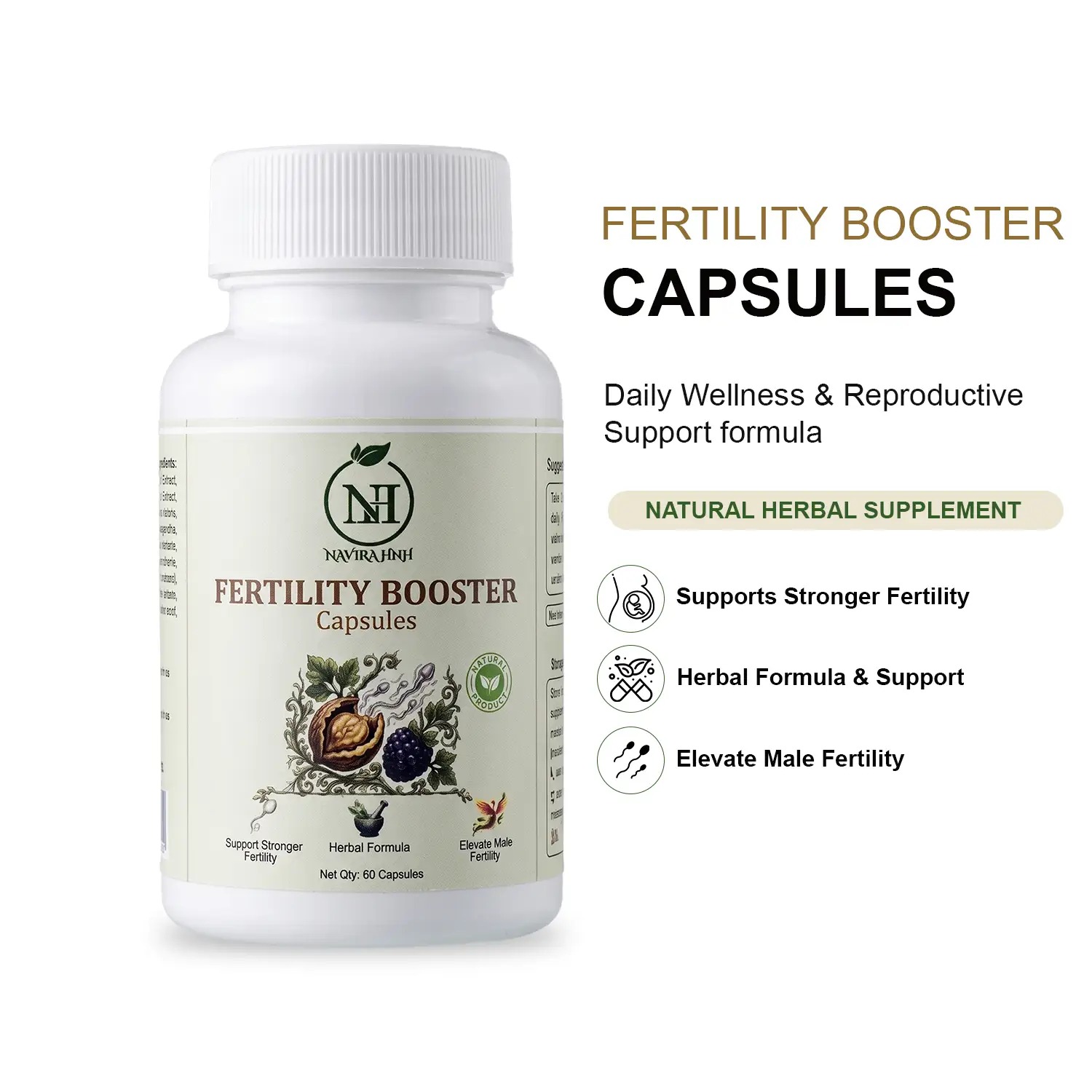 Fertility Booster Capsules | Herbal Supplement for Reproductive Wellness | Discreet Capsule Format